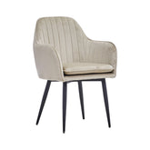 Scaun living/dining, taupe, tapiserie catifea, cadru metalic, Linea HARO